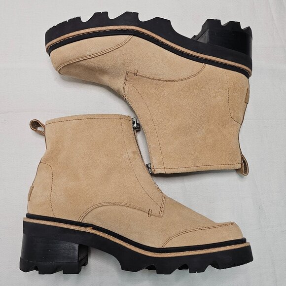 SOREL Joan Now Zip Front Leather Heel Boot Canoe- Black Women's Size 11 - Picture 8 of 12